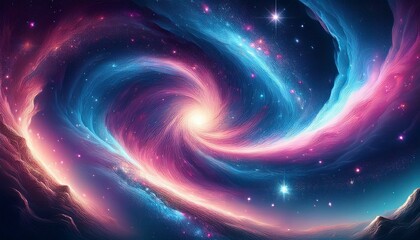 Fototapeta premium A swirling nebula in shades of blue and pink, with scattered stars across the canvas.