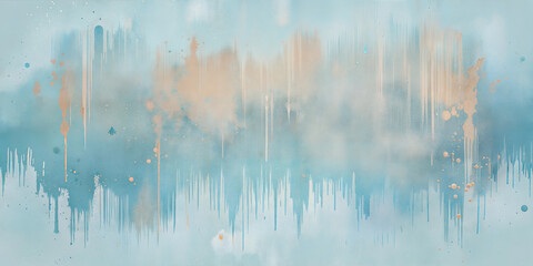 Wet watercolor abstract background with soft blue and beige tones, copy space