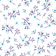 seamless pattern with blue flower