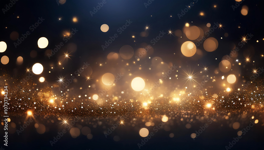 Poster abstract bokeh light on dark background features glittering sparks and stars, perfect for d_1(303)