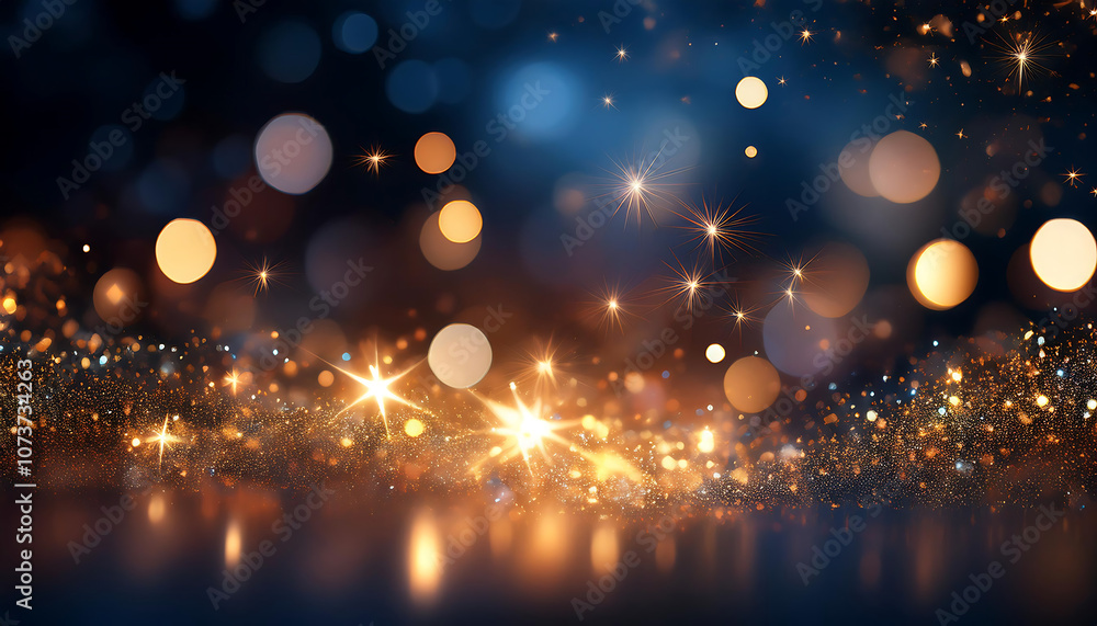 Poster abstract bokeh light on dark background features glittering sparks and stars, perfect for d_1(302)