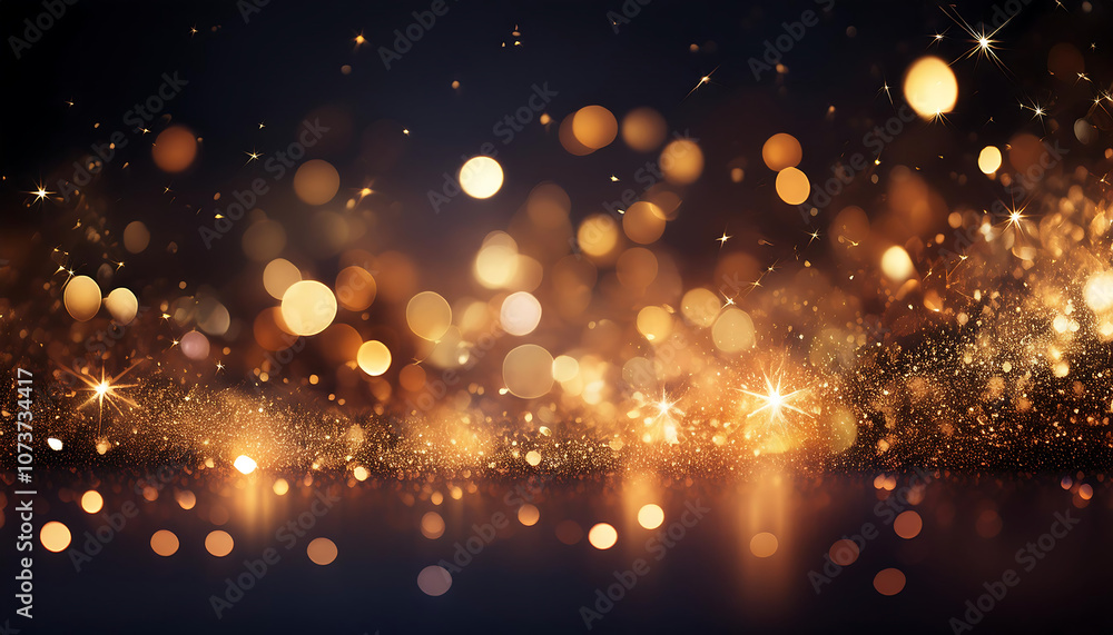 Poster abstract bokeh light on dark background features glittering sparks and stars, perfect f_1(305)