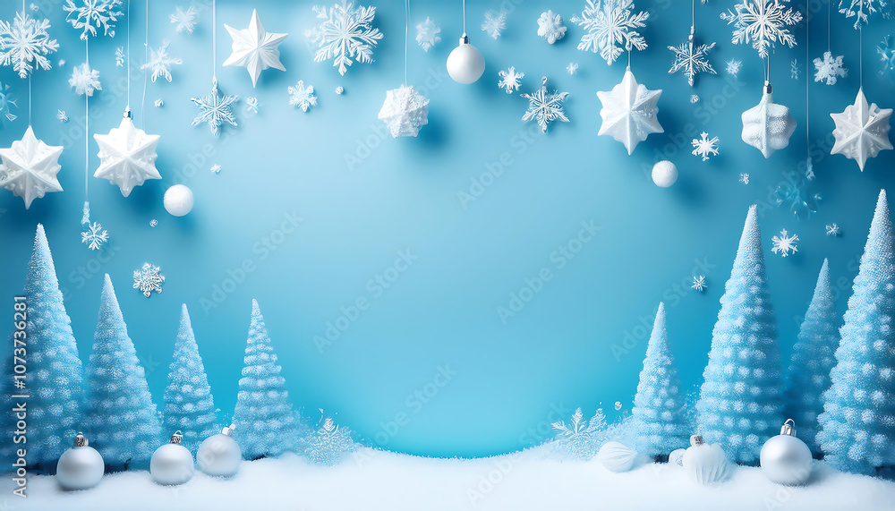 Poster a vertical banner features a light blue background with snowflakes, empty copy space, and a_1(286)