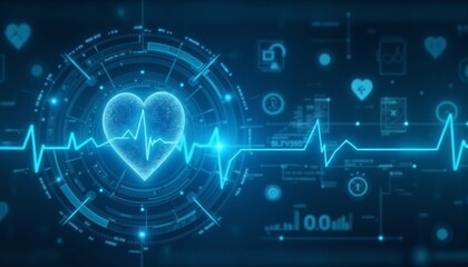 Fototapeta premium Cardiogram of heart with heart symbol, healthcare representation, medical monitoring