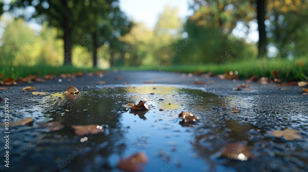 Poster 3d rendering of a simulated puddle