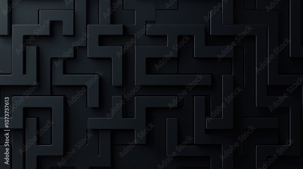 Poster abstract black square maze design engaging and entertaining game for all ages minimalistic flat illu