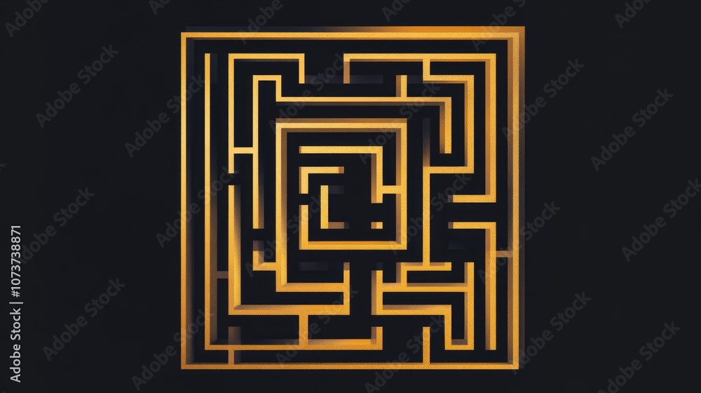 Poster abstract black square maze design engaging and entertaining game for all ages minimalistic flat illu
