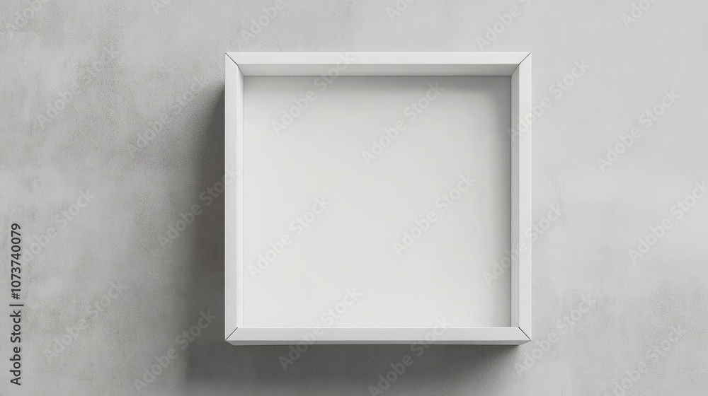 Aufkleber 3d rendering of a blank white open pizza box on a light gray background viewed from above