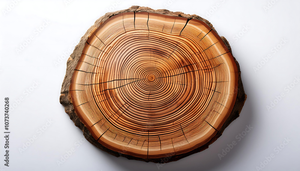 Poster a tree trunk with a textured wood grain pattern features a stylized ring structure repr_1(268)