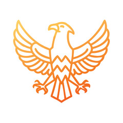 Line art of eagle with spread wings and talons, Vector illustration of an eagle in a gradient line art style with spread wings and outstretched talons. Ideal for logos, emblems, and symbolic designs.
