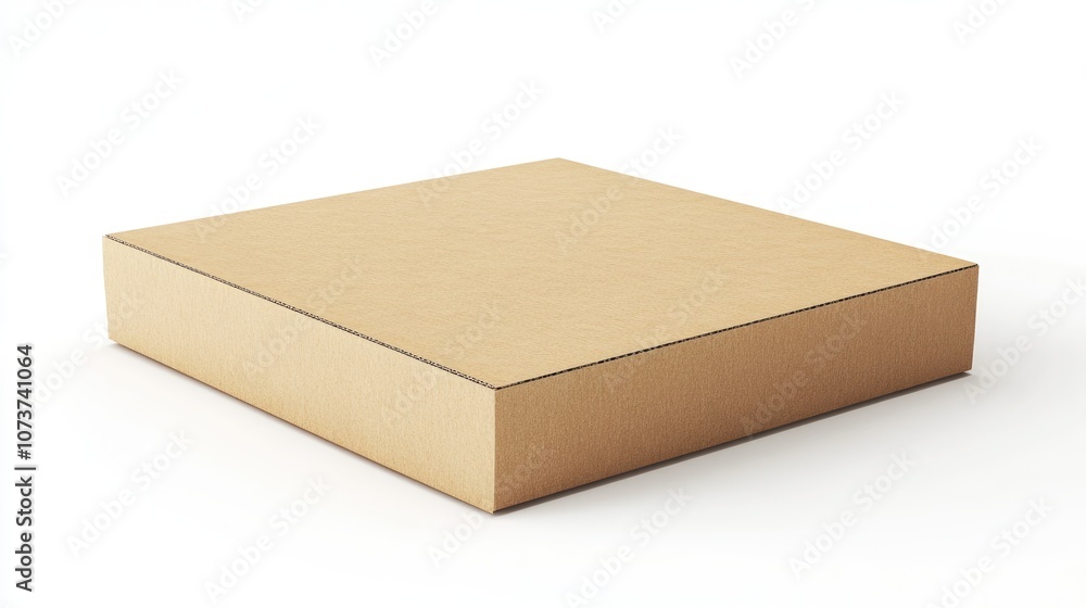 Aufkleber 3d rendering of an empty brown pizza box on a white background viewed from the side