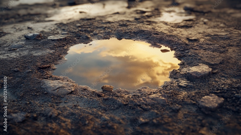 Poster 3d rendering of a simulated puddle