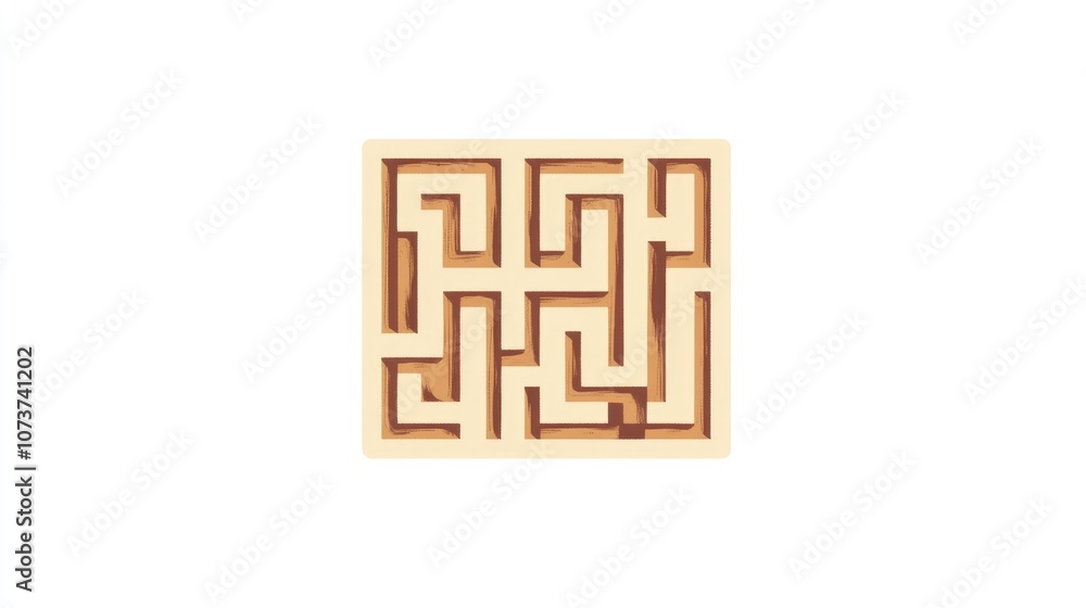 Poster a simple flat illustration of a square maze designed for children featuring a mystery theme and the 