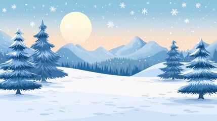 Flat winter landscape background