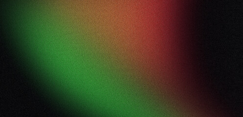 Obraz premium Abstract grainy gradient background, dark noise texture, green, red, orange, black colors, copy space