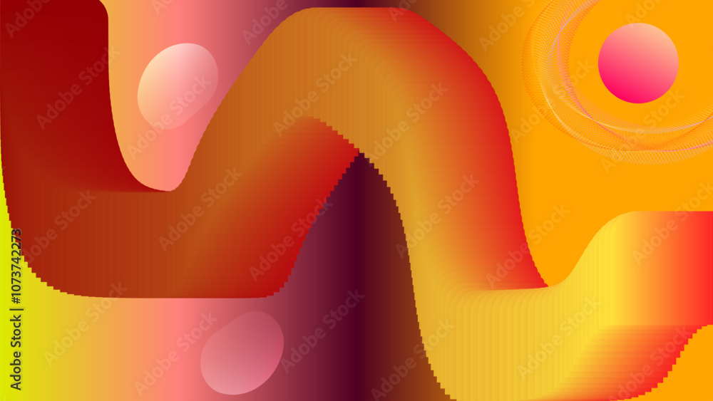 Poster abstract background with multiple colors and wavy orange object