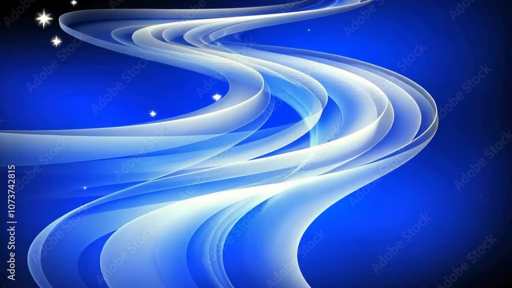 Aufkleber white lines curve and flow on a blue background, creating a sense of movement and fluidity