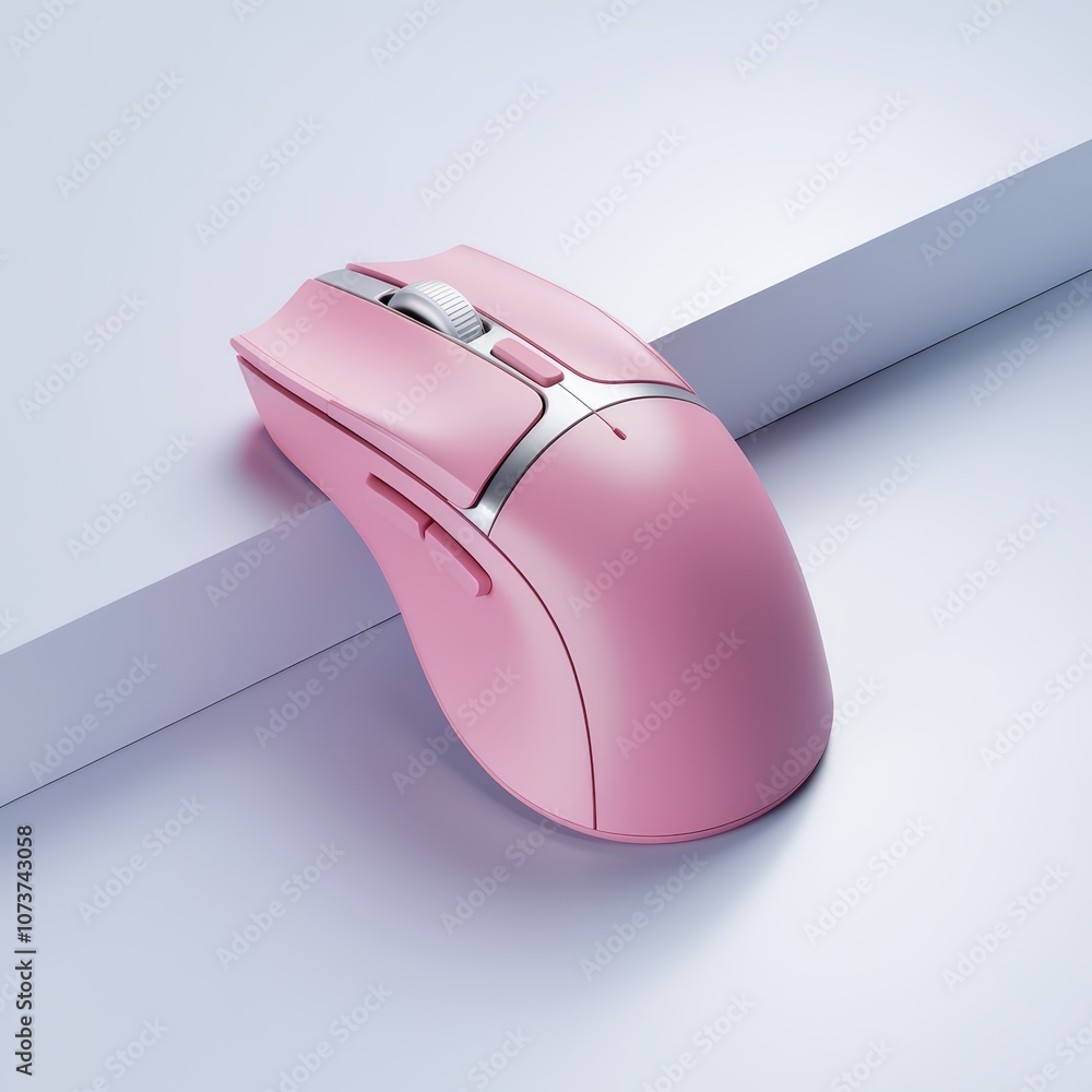 Fototapete 3d render of a stylish pink computer mouse on a minimalistic background for modern tech designs and 