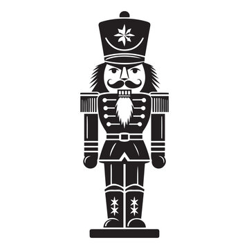 Nutcracker Soldier silhouette vector art black color design and solid white background 