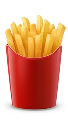 Food on White Background, French Fries Chips On a Plate, Photo Realistic, Wallpaper, Cover and Screen for Smartphone, PC, Laptop, 9:16 and 16:9 Format