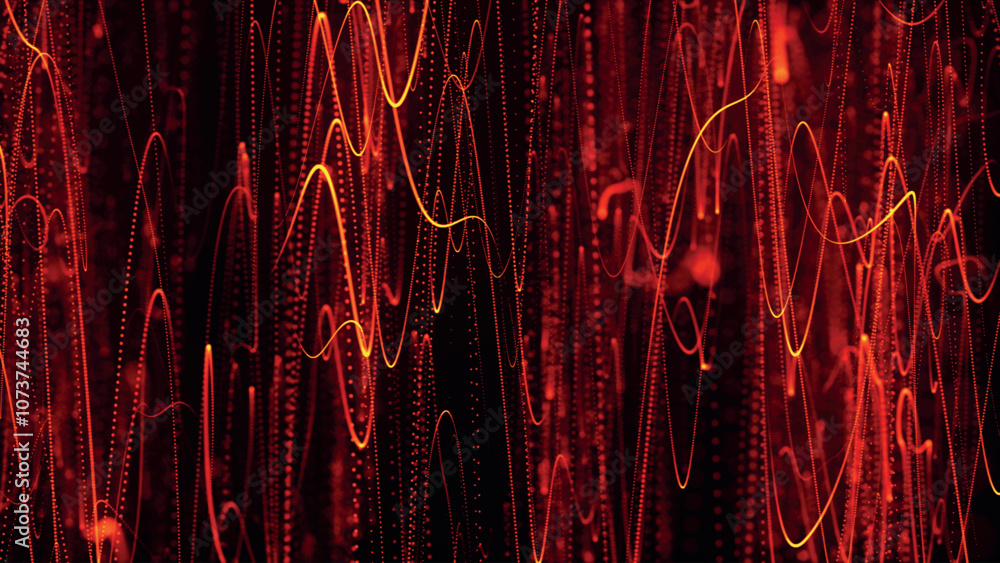 Poster dynamic wave of glowing dots. abstract colorful background with bright glowing lines and particles. 