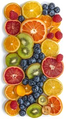 Food on White Background, Fruit Salad, Photo Realistic, Wallpaper, Cover and Screen for Smartphone, PC, Laptop, 9:16 and 16:9 Format