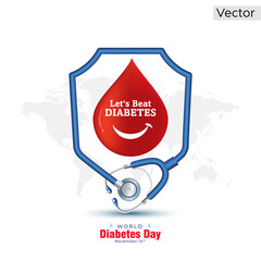 World Diabetes Day - Logo design. Diabetes health care concept and raising awareness about prevention.