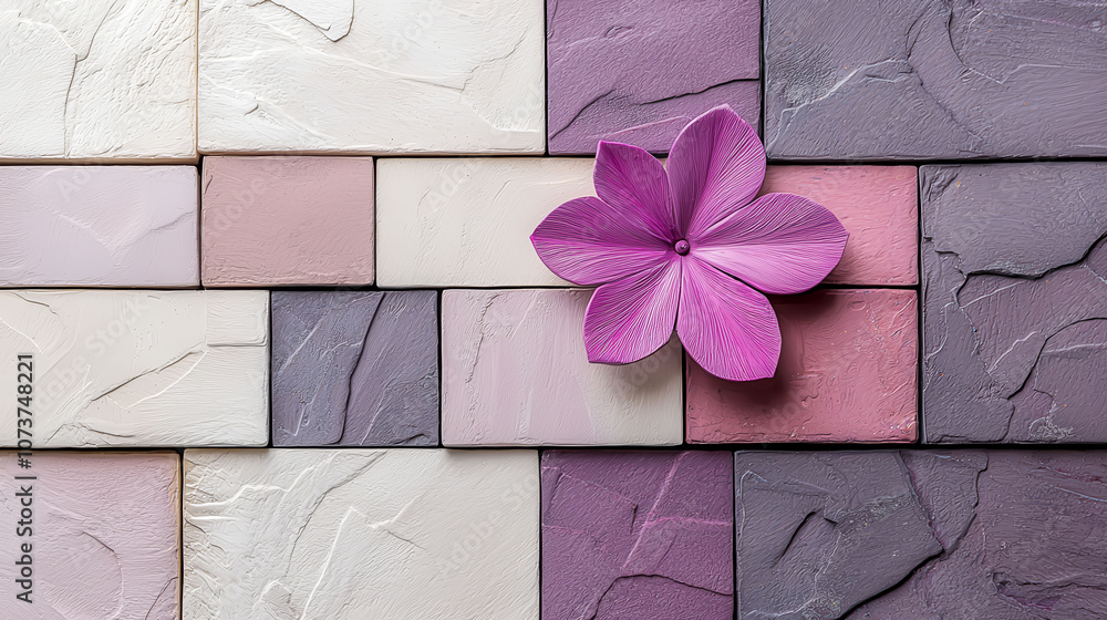 Poster a row of pink and white tiles with a purple border. the tiles are arranged in a way that creates a s
