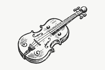 Obraz premium Musical instruments. Funny cello in cartoon style. Isolated musical concert instrument in flat style for icon or logo.