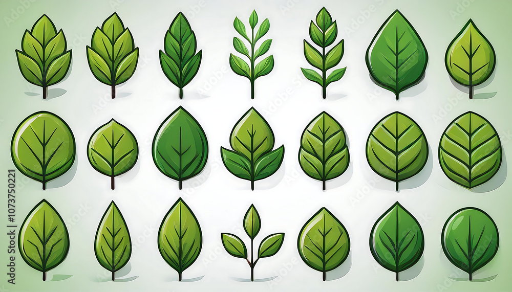 Aufkleber a set of leaf icons on a white background with elements for natural eco and vegan labels in_1(198)