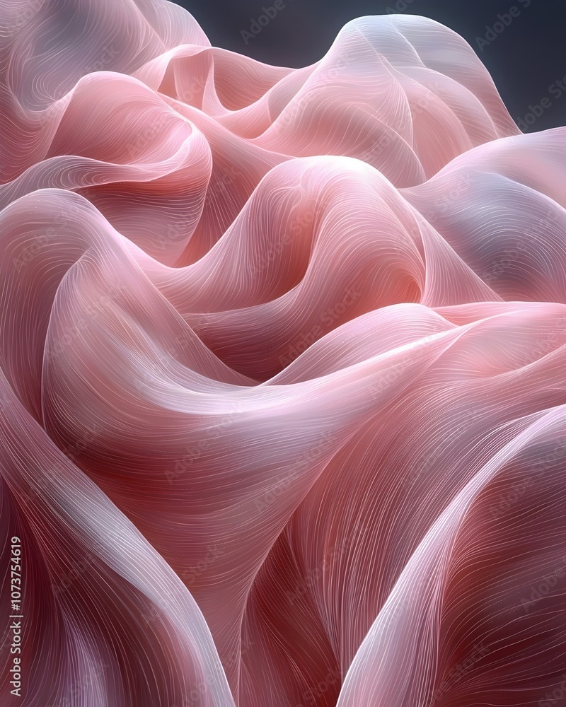 Aufkleber a mesmerizing abstract composition featuring soft, flowing waves in shades of pink and white. the sm
