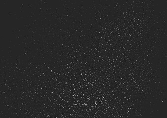 Grainy white texture on black background. Grunge dotted effect, abstract layout with small dots. Vector illustration