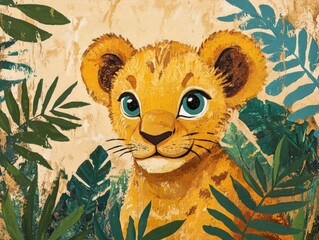 Adorable young lion cub