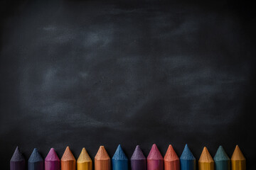 Blank blackboard chalkboard texture background with school elements.