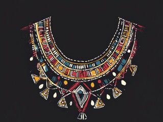 Ethnic inspired neck embroidery design for fashion and various applications in vector format