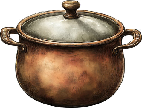 copper pot with glass lid clip art preview