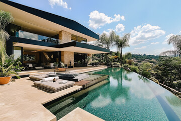 Magnifique maison contemporaine avec terrasse,  piscine et jardin