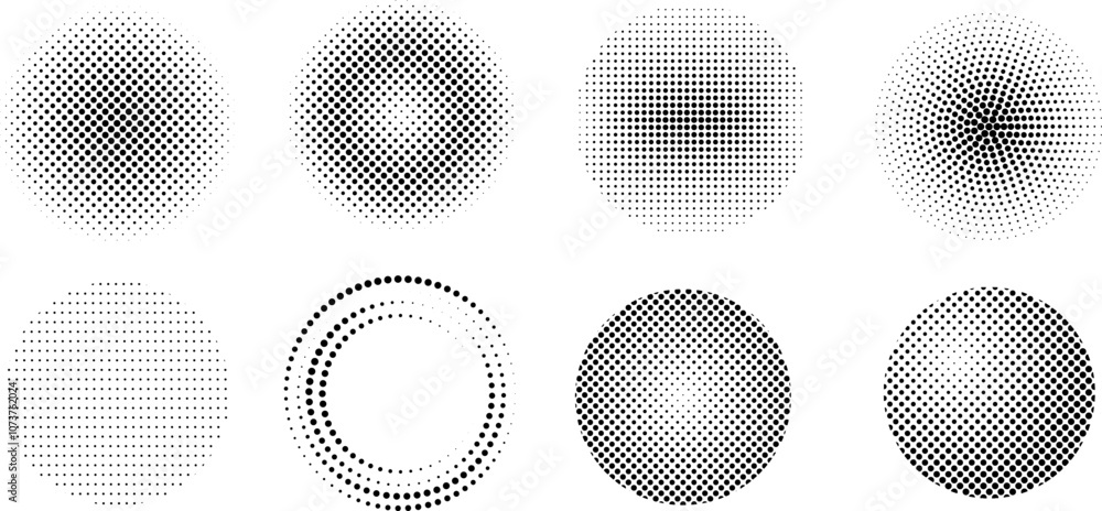 Wall mural set points create abstract circle or halftone polka dot , gradien black dots arranged in geometric r