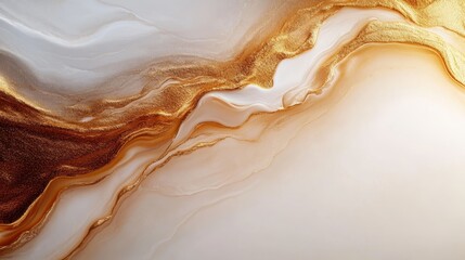 An abstract pattern of golden waves flowing through a marble-like texture, creating a sense of opulence and elegance, perfect for modern decor themes.