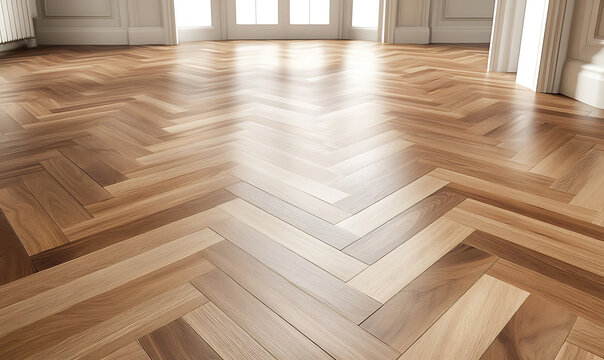 Elegant herringbone parquet wood flooring exemplifying craftsmanship.