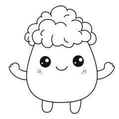 Kawaii Coloring pages for kids.   Coloring book design for children. Black and white lines.