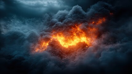 Fototapeta premium A breathtaking scene of swirling, fiery clouds filling the sky, creating a dramatic and intense atmosphere that captivates the viewer's imagination and emotions.