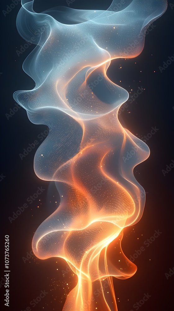 Poster an abstract swirl of glowing blue and orange waves creates a mesmerizing visual effect, evoking a se
