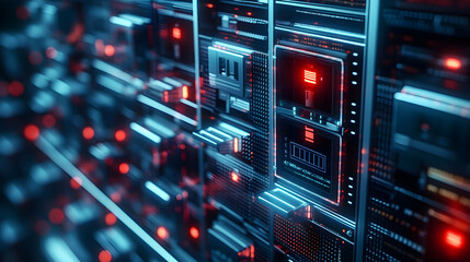 Cyber security grid with encrypted firewalls, digital locks, and data streams protecting sensitive information in a digital environment.