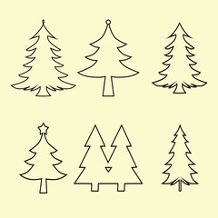 Fototapeta premium christmas trees outline set of trees vector illustration