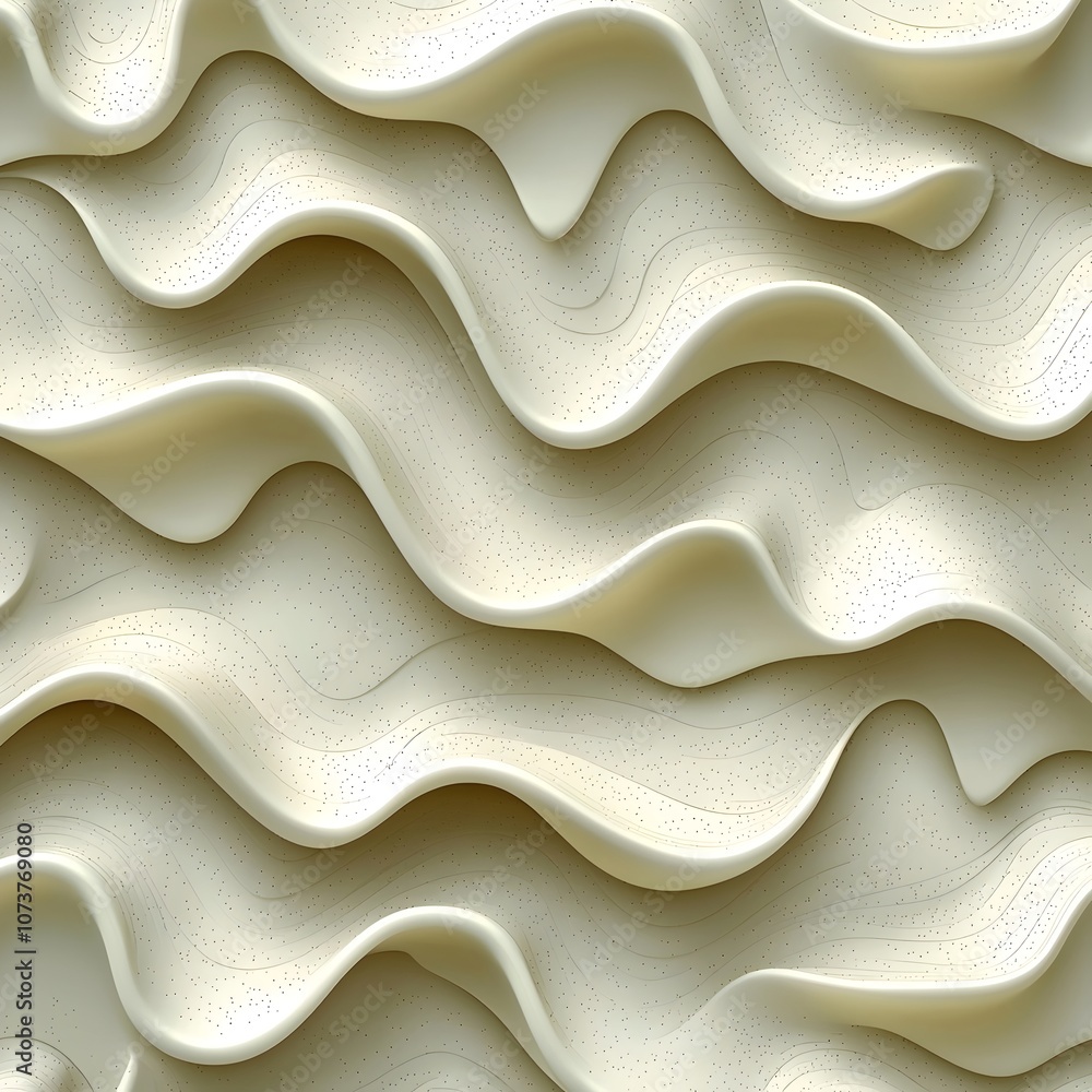 Poster an abstract close-up of textured cream-colored waves, creating a soft and fluid appearance with subt