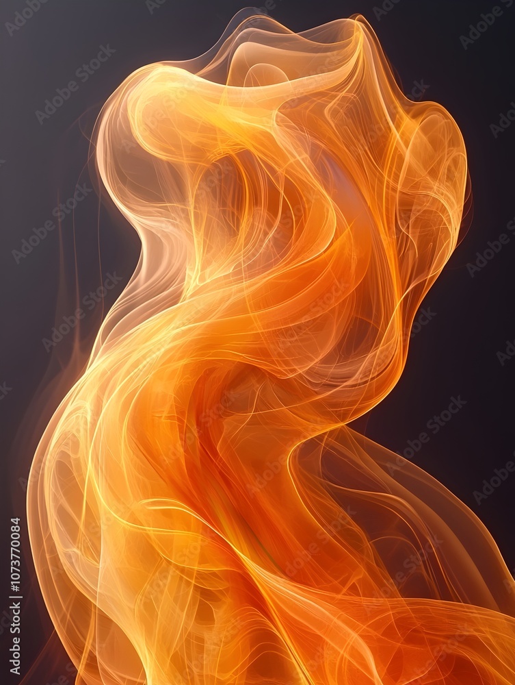 Poster a captivating swirl of orange and golden flames dances gracefully against a dark background, creatin