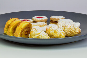 Variety of sweet, freshly baked, crunchy and soft snacks ready to share with friends