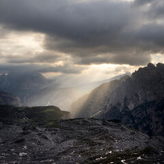 sunset over the Dolomites mountains