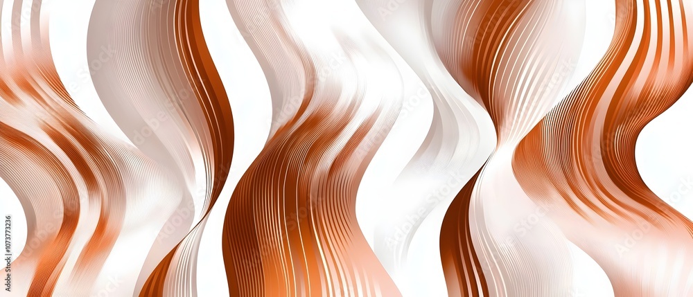 Poster abstract design featuring flowing waves in shades of copper and cream, creating a sense of movement 